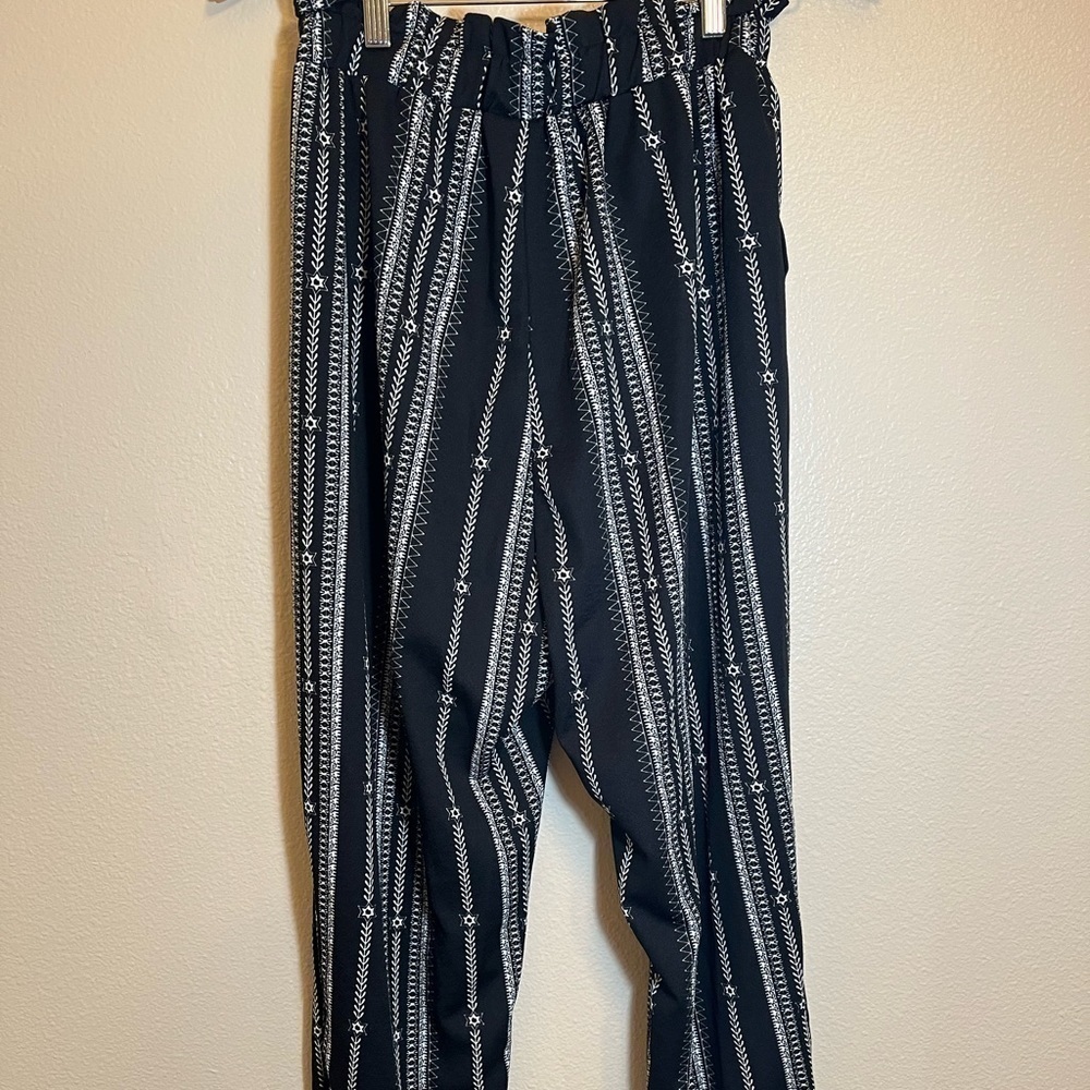 Shein Black Print Trouser Office Pant